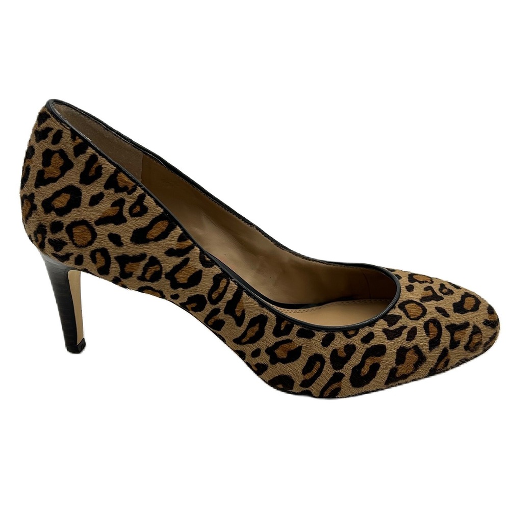 Banana Republic Leopard Print Heels Pumps 8M Leather Calf Fur Corpcore Office